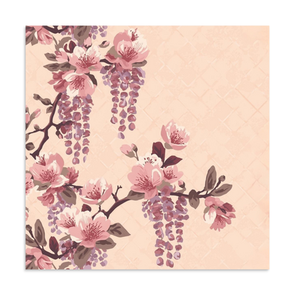Blush Wisteria Sakura Fuji Art Print — Japanese Floral Wall Art Poster | Romantic Botanical