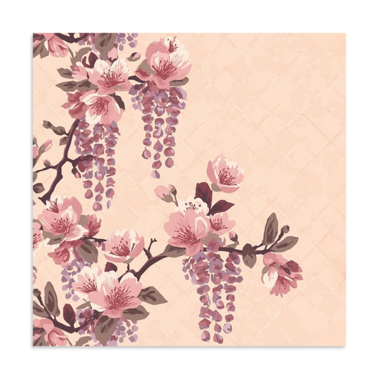 Blush Wisteria Sakura Fuji Art Print — Japanese Floral Wall Art Poster | Romantic Botanical