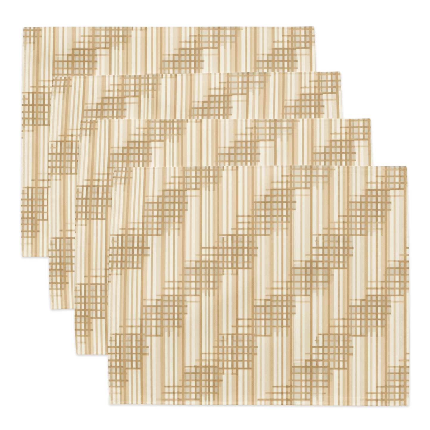 Japandi Minimalist Placemat Set of 4 | Shoji Screen Geometric Pattern | Water-Resistant