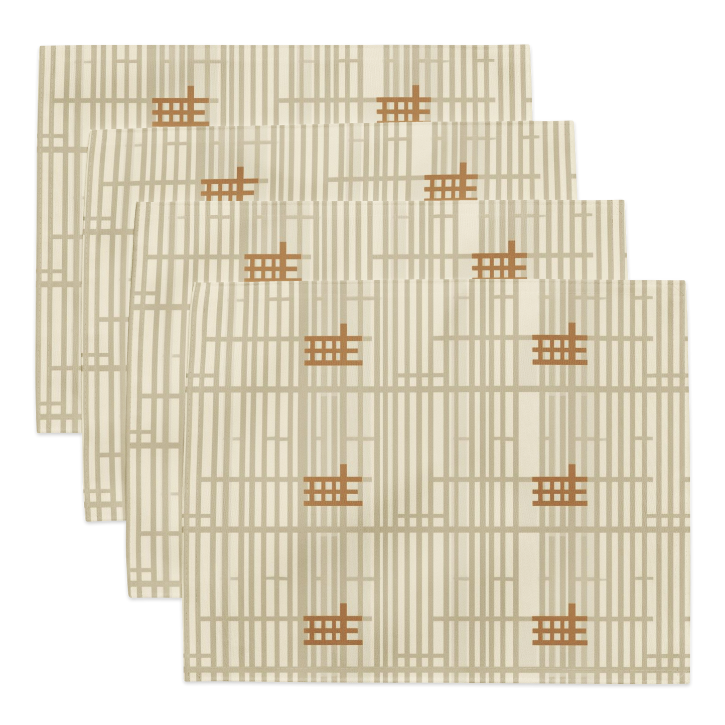 Shoji Screen Grid Placemats Set of 4 — Japandi Minimalist Geometric Table Linen