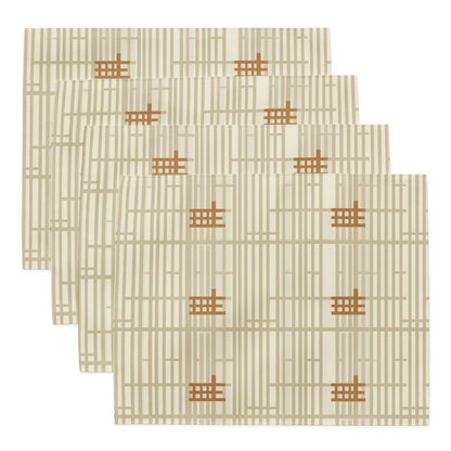 Shoji Screen Grid Placemats Set of 4 — Japandi Minimalist Geometric Table Linen