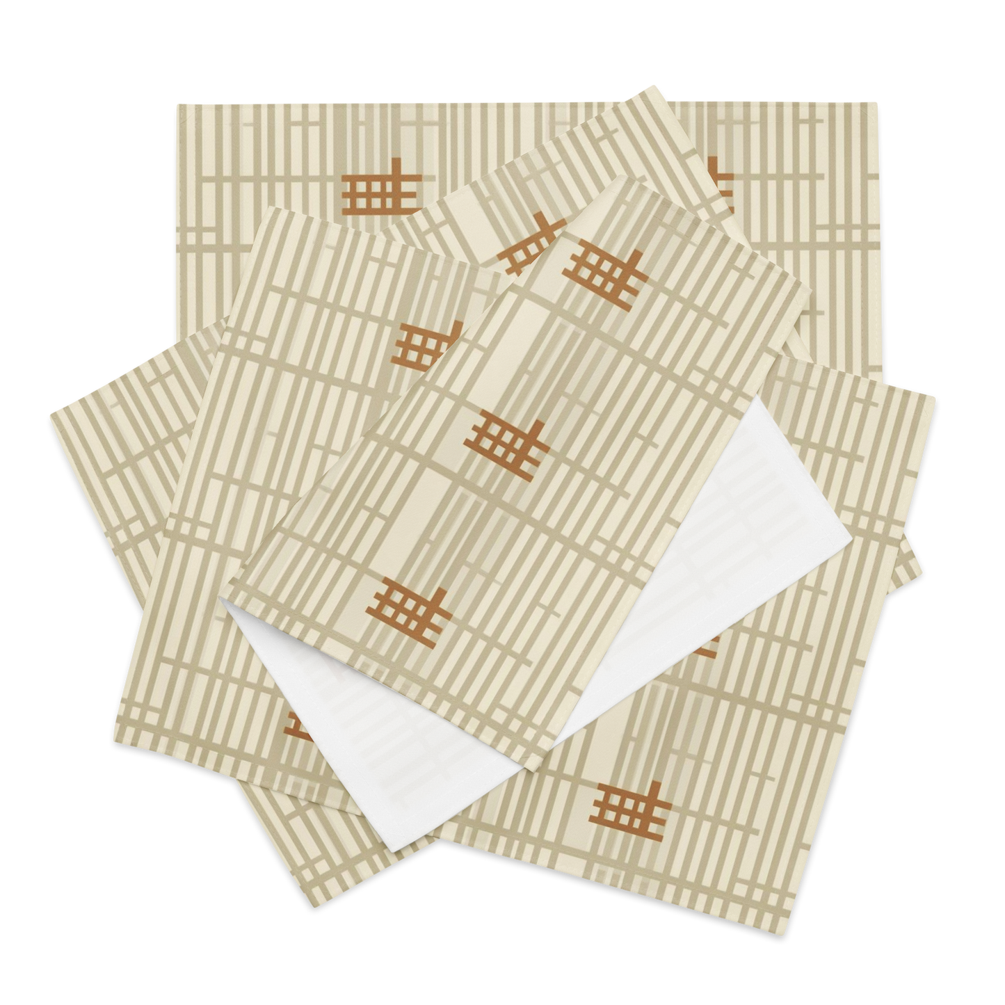 Shoji Screen Grid Placemats Set of 4 — Japandi Minimalist Geometric Table Linen
