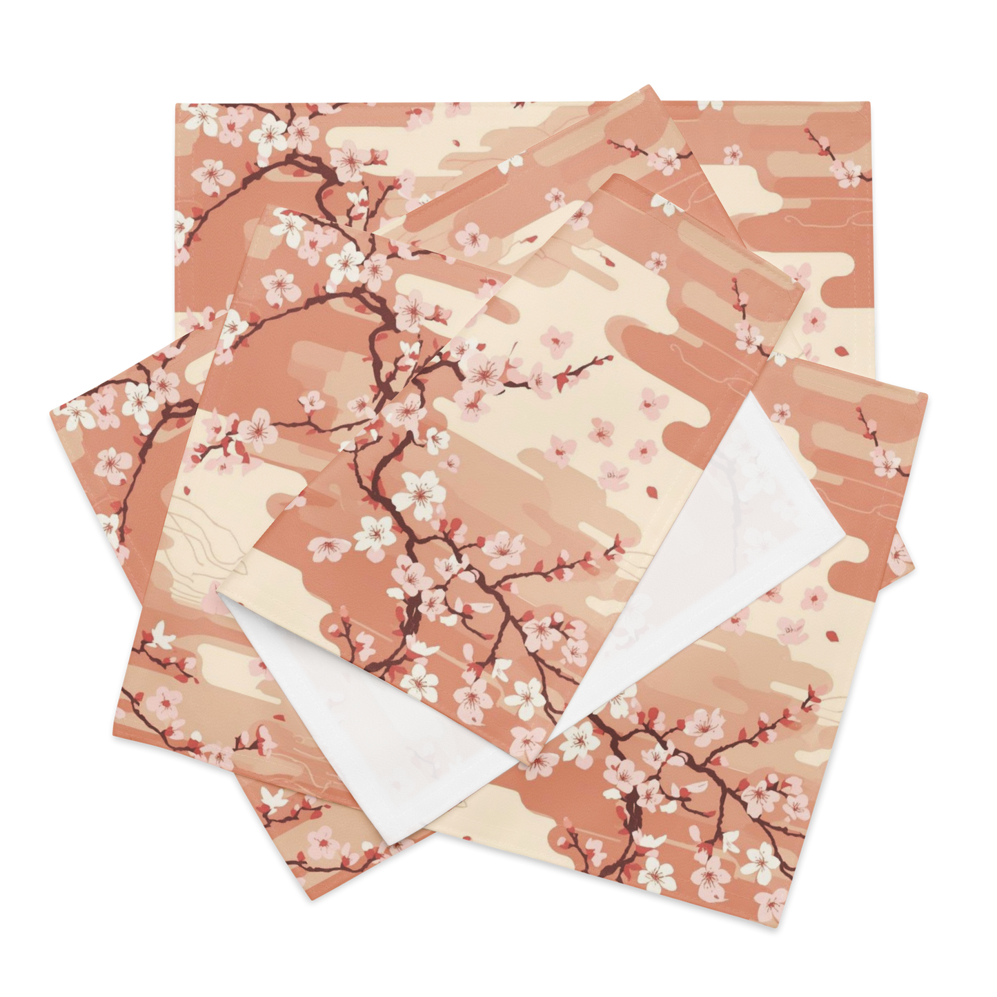 Sakura Cherry Blossom Placemats Set of 4 — Japanese Floral Table Linen | Japandi Botanical Dining Decor