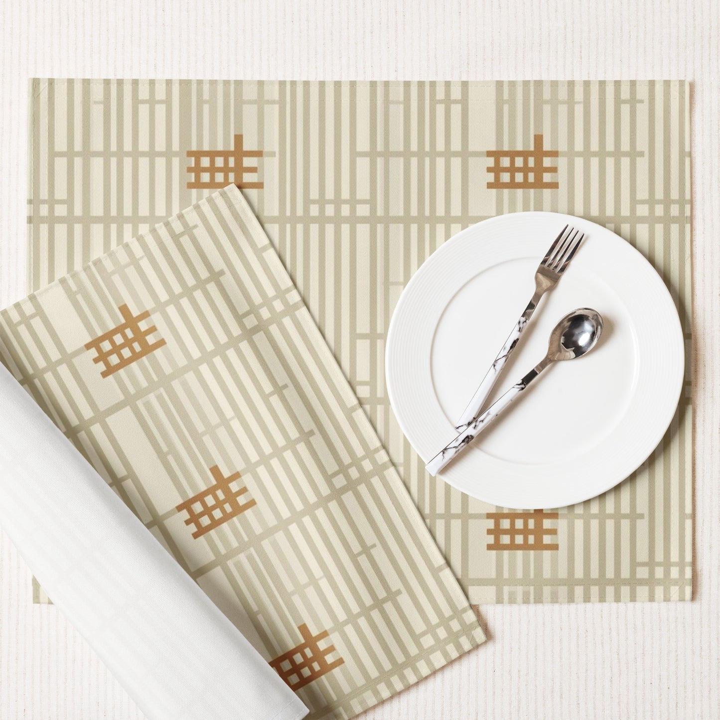 Shoji Screen Grid Placemats Set of 4 — Japandi Minimalist Geometric Table Linen
