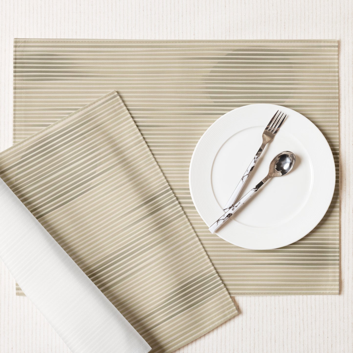 Shoji Shadow Placemats Set of 4 — Japandi Minimalist Washi Stripe Table Linen