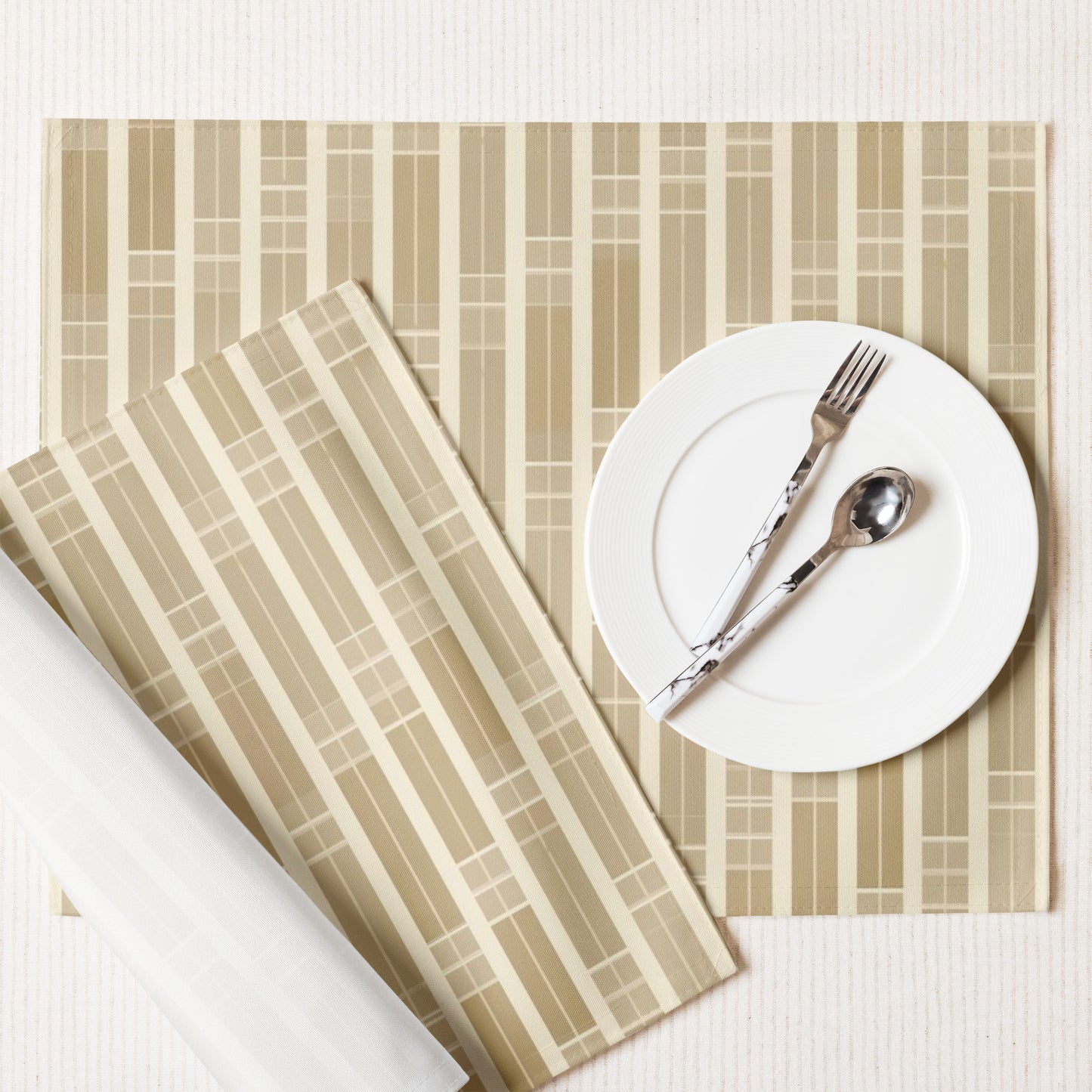 Golden Grove Bamboo Placemats Set of 4 — Japandi Minimalist Geometric Table Linen | Take Inspired