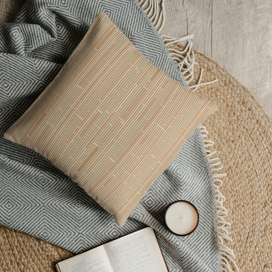 Caramel Grove Bamboo Throw Pillow Cover — Japandi Minimalist Take Textile Cushion | Intimate Scale