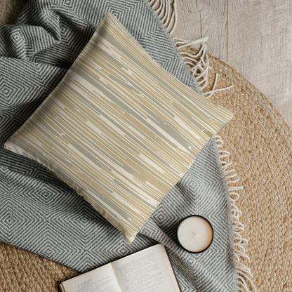 Drift Stone Throw Pillow Cover — Japandi Minimalist Abstract Stripe Cushion
