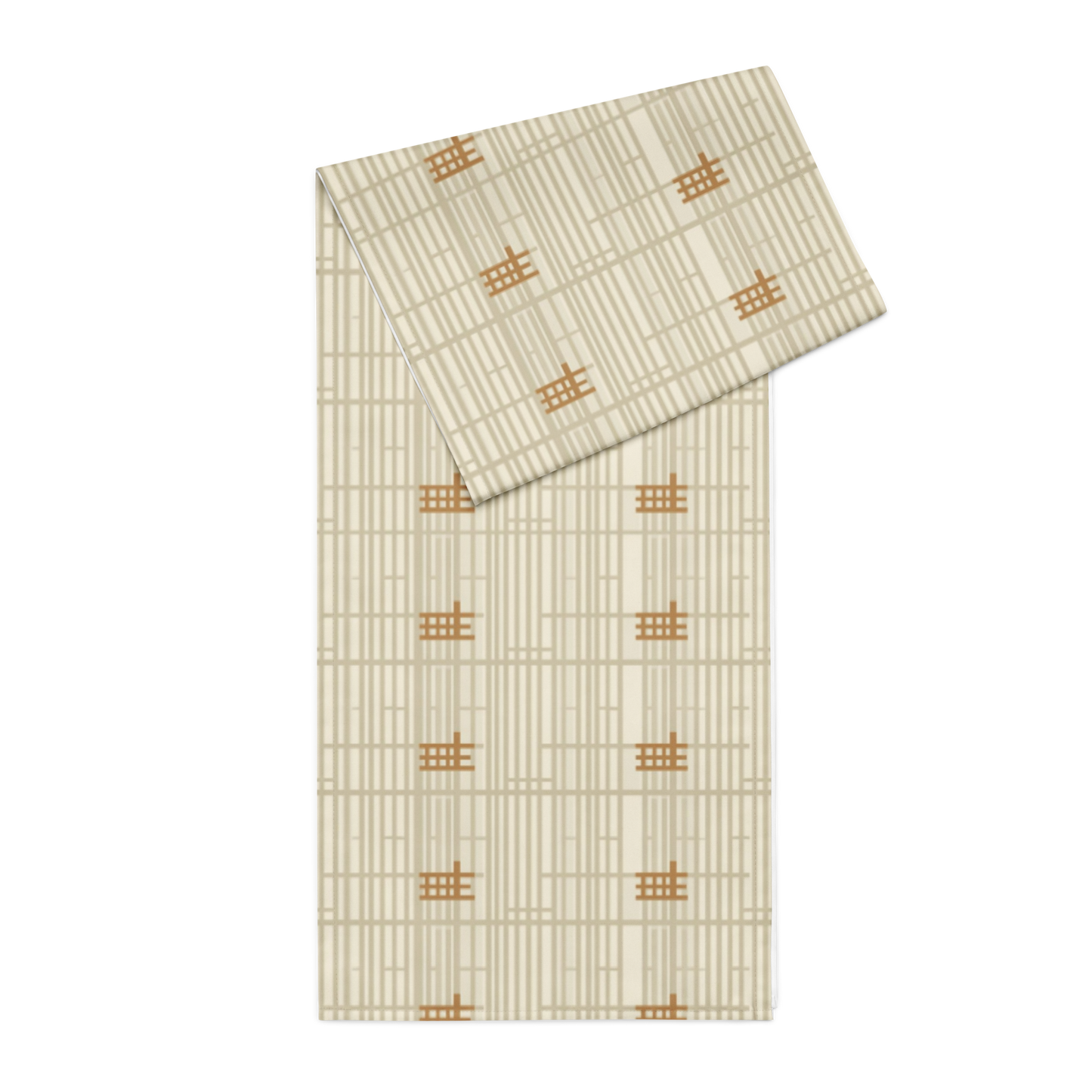 Shoji Screen Grid Table Runner — Japandi Minimalist Geometric Table Linen