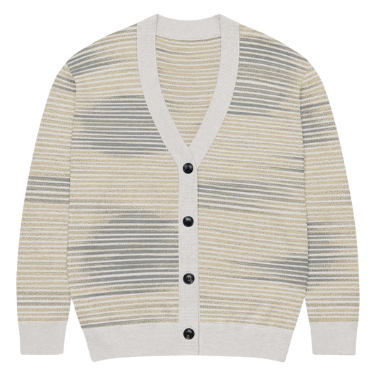 Shoji Shadow Jacquard Knit Cardigan — Japandi Minimalist Unisex Relaxed Fit