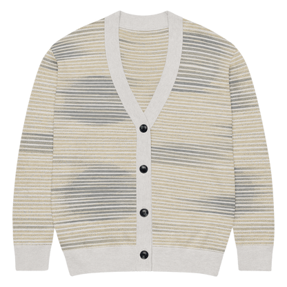 Shoji Shadow Jacquard Knit Cardigan — Japandi Minimalist Unisex Relaxed Fit