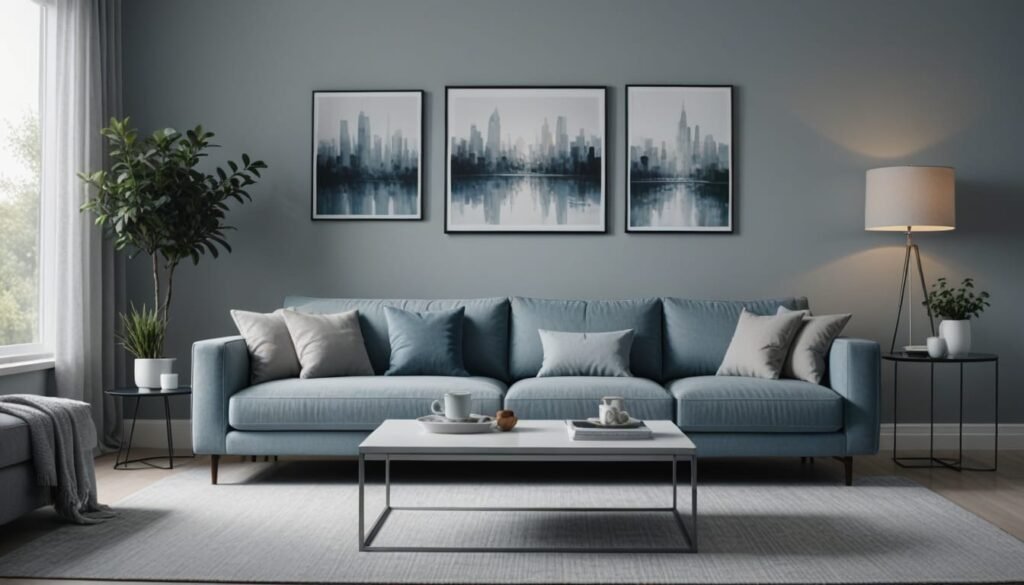 Summer color of calming mist blues and steel grays.