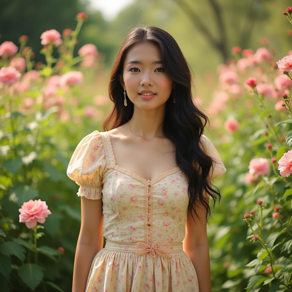 Art journey of a lady in a whimsical summer dress.