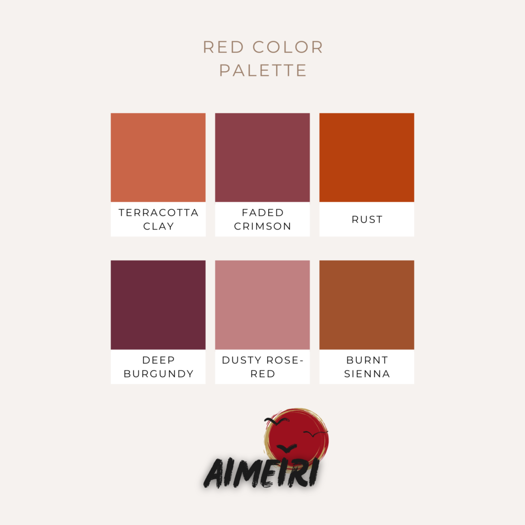 Red accent color palette for zen home decorating.