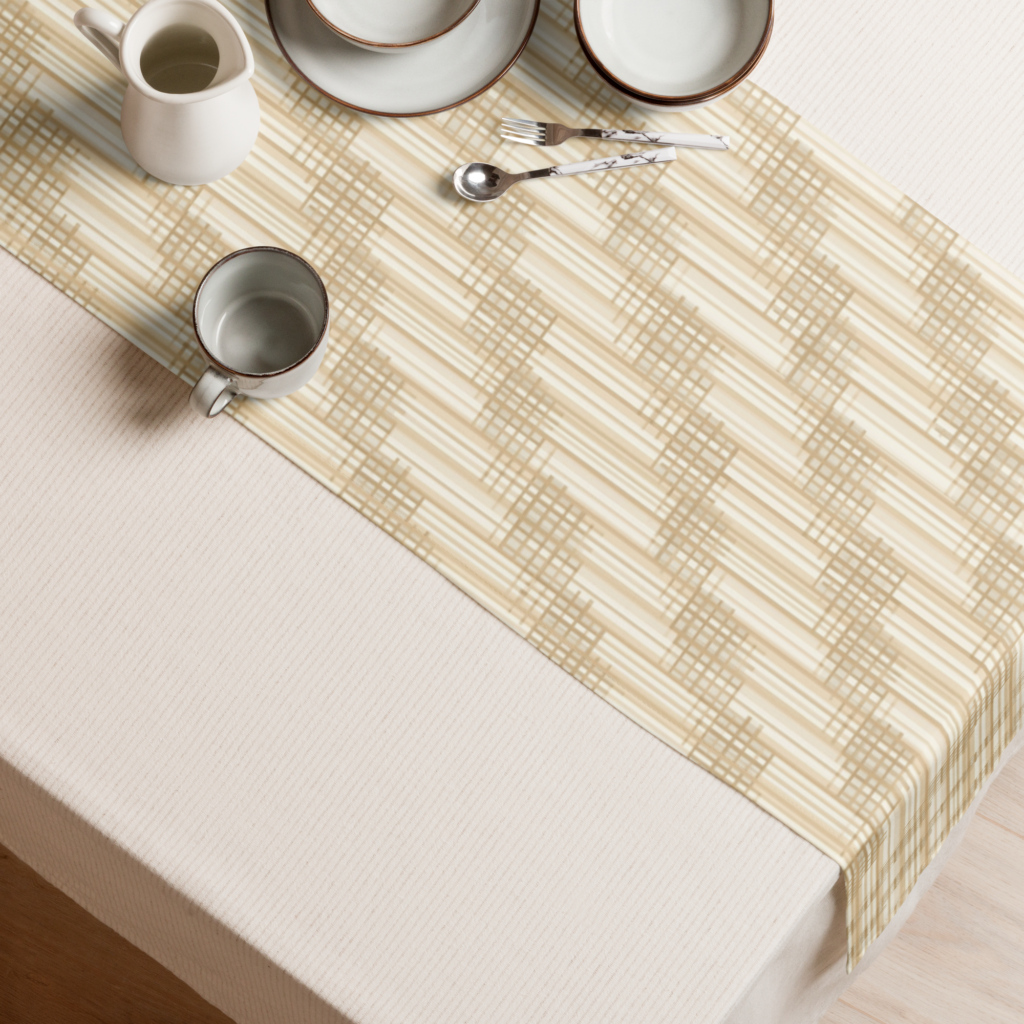 A neutral table runner demonstrating color psychology for calming spaces.